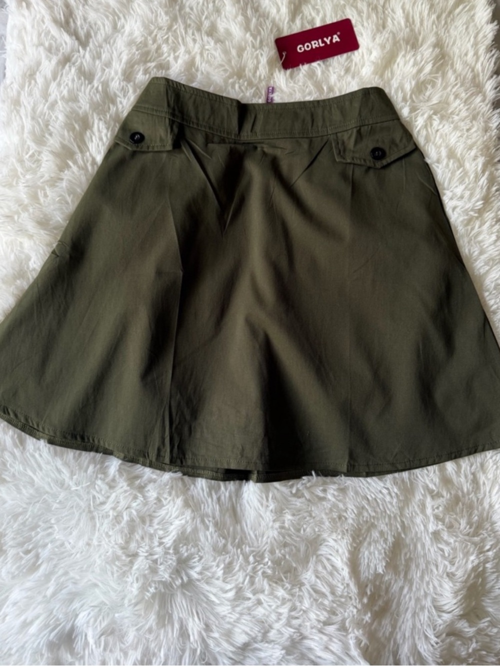 Gorlya Olive Green Stretch Mini Skirt Girls 14 Women XXS Casual Lightweight